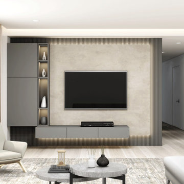 Corner Wall Mounted TV Unit Dust Grey | Inspired Elements