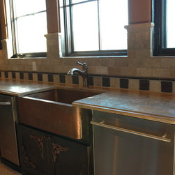 Nickel Copper Range Hood and Hammered Copper Sink - Kitchen Sinks