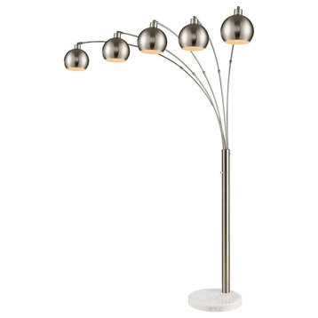 Stein World Peterborough 5-Light Floor Lamp, Nickel/White Marble