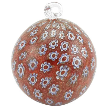 GlassOfVenice Murano Glass Christmas Ornament - Red Millefiori