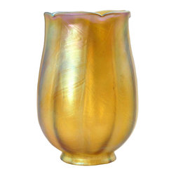 American Tiffany Studios Art Glass Gold Tulip Lamp Shade - Lighting Globes And Shades