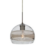 Besa Lighting - Besa Lighting 1JT-SPIR8SC-BR Spirit 8 - One Light Pendant with Flat Canopy - The Spirit 8 Clear Pendant is composed of a clear glass globe, with an interesting circular optical pattern blown as an additional layered ring along the interior wall of the glass. The dramatic play of light through the sculpted layer and onto adjacent surfaces make for a striking affect, along with the modest display of the lamp filament behind the glass. The cord pendant fixture is equipped with a 10' SVT cordset and an low profile flat monopoint canopy. These stylish and functional luminaries are offered in a beautiful brushed Bronze finish.  No. of Rods: 4  Canopy Included: TRUE  Shade Included: TRUE  Cord Length: 120.00  Canopy Diameter: 5 x 5 x 0 Rod Length(s): 18.00Spirit 8 One Light Pendant with Flat Canopy Clear/Smoke GlassUL: Suitable for damp locations, *Energy Star Qualified: n/a  *ADA Certified: n/a  *Number of Lights: Lamp: 1-*Wattage:60w A19 Medium Base bulb(s) *Bulb Included:No *Bulb Type:A19 Medium Base *Finish Type:Bronze