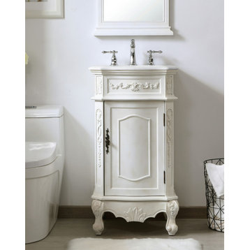 19" Single Bathroom Vanity, Antique White, Vf10119Aw-Vw