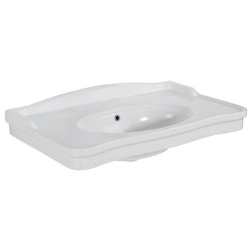 Antique AN 080 Bathroom Sink, Ceramic White With 1 Faucet Hole