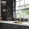 VIGO Greenwich Pull-Down Kitchen Faucet With Deck Plate, Matte Brushed Gold