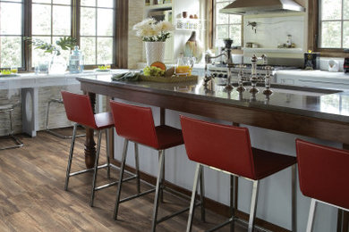 Minimalist vinyl floor and gray floor kitchen photo in Houston