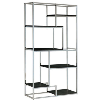 Furniture of America Jan Contemporary Metal 6-Shelf Bookcase in Chrome