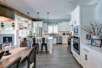 Example of a trendy dining room design in Portland