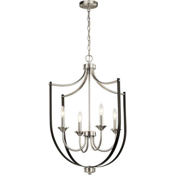 Traditional Four Light Chandelier in Brushed Nickel Finish - Chandelier