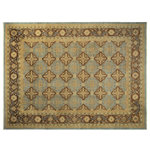 Bareens Designer Rugs - Kafkaz Clemenci Light Blue/Brown Area Rug, 10'4"x13'10" - With strict standards of craftsmanship and quality of materials used this magnificent modern rug has beautiful colors and intricate design. Crafted by skilled artisan and weavers this trendy and fashionable rug creates lush texture and warm, soft ambiance in any interior. Most desired due to its versatility in design and affordability this handmade rug is in a compelling focal point in any living area.