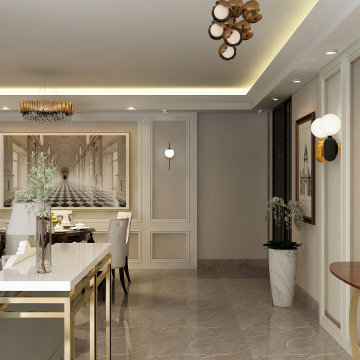 45 Sqm Living Room Interior Design in Classic French Style