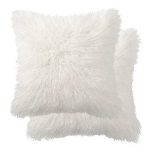 Belton Faux Fur Pillows Set Of 2 Off White 18 X18