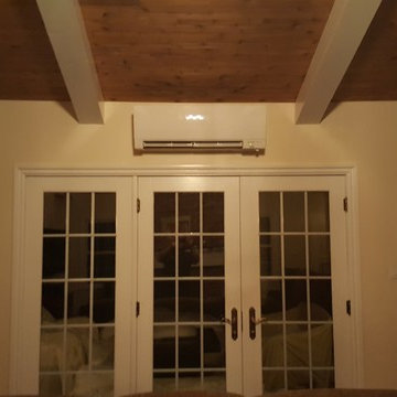 New Ductless Heat Pump installation with beige lineset cover