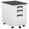 SD Office Metal Mobile Filing Cabinet with Locking Drawers in White/Black