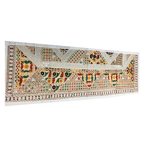 Mogul Interior - Consigned Antique Fabric, Sari White Mirrorwork Embroidered Tapestry - Tapestries