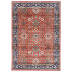 Nourison - Nourison Fulton 5' x 7' Rust Vintage Indoor Area Rug - Add a relaxed vibe to your space with this vintage-inspired rug from the Fulton Collection. The classic Persian pattern is presented in a rust and blue multicolored palette finished with an artful fade that brings a cultured look to your living room, bedroom, or dining room. This printed rug is made from durable polyester yarns with a non-shedding, non-slip back ideal for busy households with pets, kids, and frequent guests.