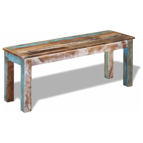 vidaXL Wooden Bench, Reclaimed Wood, 43.3"x13.8"x17.7" Multicolor