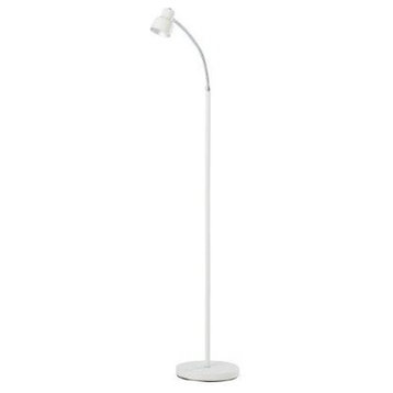 48" Tall "Landri" Gooseneck Mini Reading LED Floor Lamp, Satin White