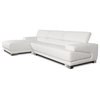 Melody White Leather Sectional Sofa with Left Chaise