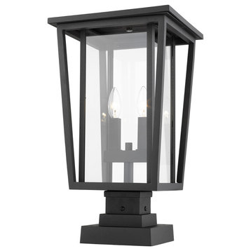 Seoul 2 Light Outdoor Pier Mounted Fixture in Black (SQPM Mount - incl.)
