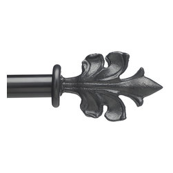 Custom Wrought Iron Drapery Hardware - Leaf Black - Window Treatment Accessories