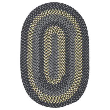 Walden Charcoal & Yellow 12'x15', Oval, Braided Rug