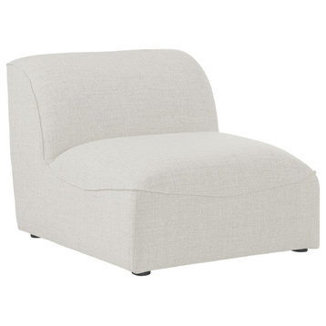 Miramar Linen Textured Fabric Upholstered Armless Chair, Cream