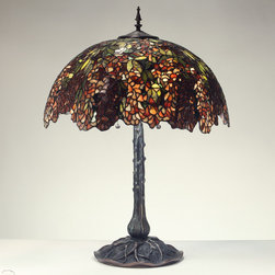 The Secret Garden (TSG 1895 USA) - 22-inch Lithe & Lovely Laburnum (Red/Green) Gemstone Tiffany-Style Table Lamp - Table Lamps