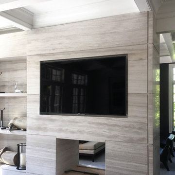 Natural stone fireplace