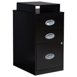 OSP Home Furnishings - 3 Drawer Locking Metal File Cabinet With Top Shelf, Black - Keep files organized and your office working at peak performance with our locking metal file cabinet with convenient top shelf. Available in several colors to match any workspace. Deep full sided drawers glide smoothly keeping files at your fingertips and locking lower drawer offers storage for important documents or valuables. Ships fully assembled.