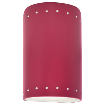 Ambiance ADA Small Cylinder With Perfs Outdoor Wall Sconce, Closed, Cerise, E26