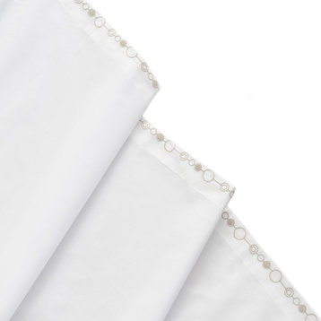 Chain Flat Sheet, Queen, White With Sand