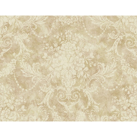 French Bouquet Wallpaper in Warm Gold VF31101 from Wallquest