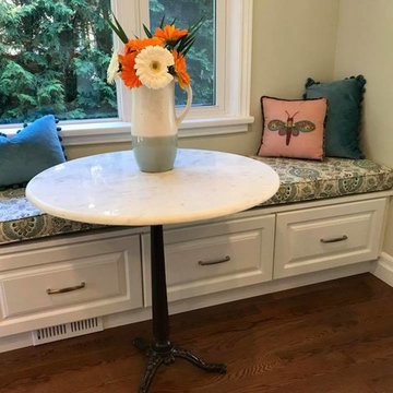 Custom Banquette with Lovely Cushion and loads of storage.