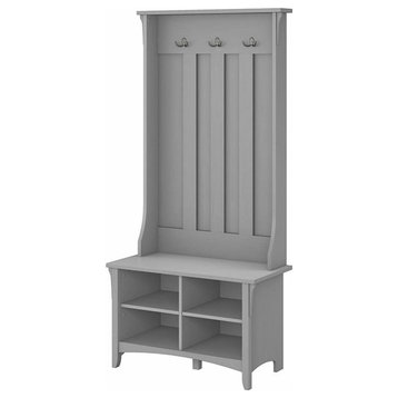 Pemberly Row Engineered Wood Hall Tree with Shoe Storage Bench in Cape Cod Gray