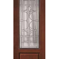 Exterior Single Door 96 Fiberglass Marsala 1 Panel 3/4 Lite - Front Doors