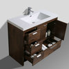 Mod 42" Modern Bathroom Vanity, Rosewood, Left Drawer
