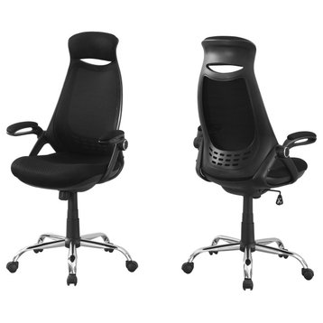Office Chair, Adjustable Height, Swivel,Ergonomic, Armrests, Mesh, Black, Chrome