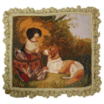 Hunting Dogs and Birds Needlepoint Pillow
