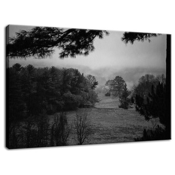 Mist of Valley Forge Black & White Landscape Canvas Wall Art Print, 16" X 20"