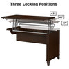 Spacious L-Shaped Desk, Integrated Tall Hutch and Lift Up Desktop, Mocha Cherry