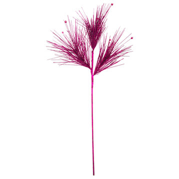 25" Pink Glittered Spray Branch Pick