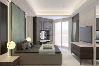 Bedroom - large modern bedroom idea in Other