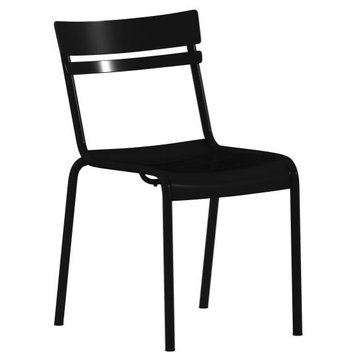 Nash Commercial Grade Steel Stack Chair, Indoor-Outdoor Armless Chair, Black