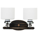 Yosemite Home Decor - Mitchell Peak 2-Light Vanity - The Mitchell Peak Collection from Yosemite Home Decor features a contemporary vanity fixture in Oil Rubbed Bronze Finish that is sure to add charm and elegance to your bathroom decor. Adorned in cylindrical White Dove shades sitting atop acrylic crystals orbs makes this piece stylish and unique. Perfect for those seeking a simple way to add sophistication their bathroom. A limited 1-year warranty is included on all parts. It requires (2) incandescent medium (E26) base bulbs at a recommended maximum of 100-watts.