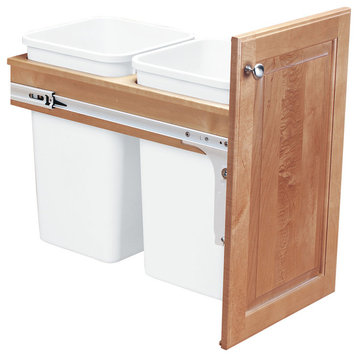 Top Mnt Double 35 Qt Waste Container (Full) White Rev-A-Shelf 4WCTM-18DM2-419-FL