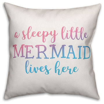 Sleepy Little Mermaid 16x16 Spun Poly Pillow