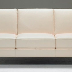 Natuzzi Editions Leather 3 Cushion Sofa w/ Wood Feet B754 - Sofas
