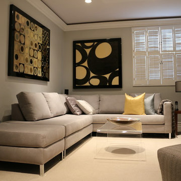 Grey Suede Custom Sectional w/ Mod Art | The Sofa Company