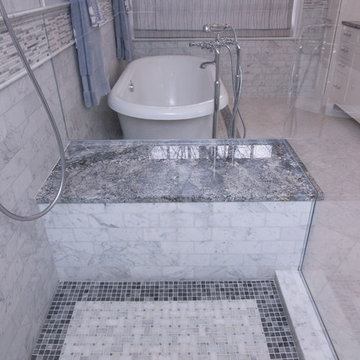 Elegant White & Grey Marble Master Bathroom